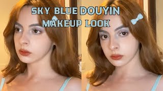 Sky Blue Dream Pinterest Douyin Makeup look Tutorial🌀🧊 [upl. by Nagap711]