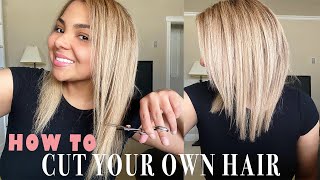 HOW TO CUT YOUR OWN HAIR AT HOME  DIY Layered Haircut Tutorial [upl. by Anelehs632]