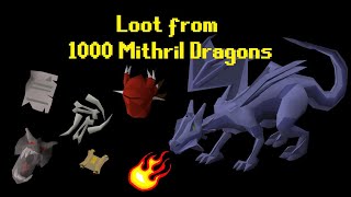 Loot from 1000 Mithril Dragons OSRS [upl. by Lledra]