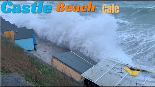 Storms Cornwall Falmouth storms 2024 Storm Kathleen hits Castle beach cafe in Falmouth Cornwall [upl. by Sjoberg]