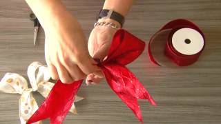 How to make a double looped Bow for Christmas trees or Wreaths [upl. by Lonier732]