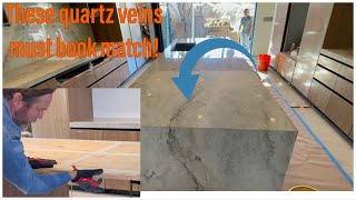 QUARTZITE COUNTERTOP INSTALLATION Book match veins [upl. by Zined628]