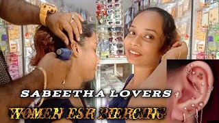 how to women ear piercing women ear piercing සබීතා ලවර්ස් ඌරගස්මංහන්දිය කන විදගන හොදම තැන [upl. by Aizirk556]