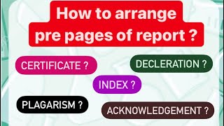 How to arrange pre pages of report  Dissertation  NTCC  Pre pages format  Amity University [upl. by Annaili]