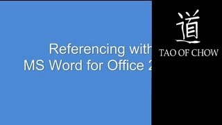 Referencing with Word 2010 [upl. by Burman596]