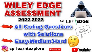 Wiley Edge Coding Questions with Solutions  Wiley Edge Assessment  Wiley Edge 2023  Wiley Edge [upl. by Koffler]