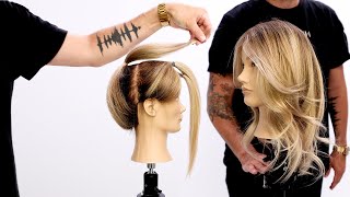 Butterfly Layered Haircut Tutorial Using Only 3 Ponytails  Easy To Follow [upl. by Geordie]