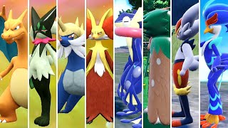 Pokémon Scarlet amp Violet  All Starters Evolutions Comparison  Walking  Sleeping [upl. by Sabba]