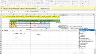 ECUACION DE LA RECTA PENDIENTE ORDENADA AL ORIGEN CON EXCEL [upl. by Adiuqram]