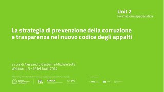 26022024  Edizione CENTRO SUD  I profili della trasparenza rischio prevenzione corruzione [upl. by Llenrev]