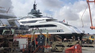 Galactica Super Nova yacht taken out from water in Barcelona [upl. by Thomas]