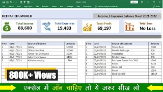 How To Maintain INCOME amp EXPENSE With PROFIT amp LOSS in Excel [upl. by Gwenn630]