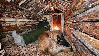 Building Warm Bushcraft Survival Shelter in Wildlife Fireplace Campfire Cooking ASMR DIY [upl. by Anallij352]