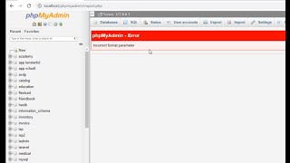 phpmyadmin  Error  incorrect format parameter [upl. by Nohtiek903]