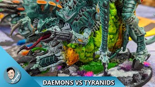 PARIAH NEXUS DAEMONS VS TYRANIDS WARHAMMER 40000 BATTLE REPORT [upl. by Atilrak]