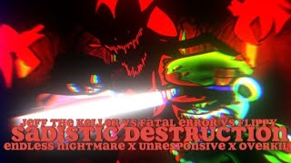 jeff the Killer vs fatal error vs flippyendless nightmare x unresponsive x overkill FNF MASHUP [upl. by Eibrik]