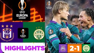 Anderlecht vs Ferencváros 21 Highlights  Ligue Europa 2024  rsc Anderlecht Ferencvaros Résumé [upl. by Ajram]