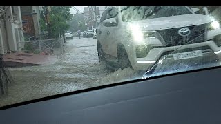 Verna driving in heavy flood verna flood [upl. by Trebliw]