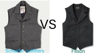 Filson mackinaw wool western style vest VS Schaefer outfitters cattle baron vest comparison review [upl. by Azenav]