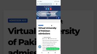 Virtual University of Pakistan admissions Jobs Admissions University Universityjobs admissions [upl. by Eirrok]