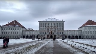 Walking around Nymphenburg Palace and Park in Winter Munich [upl. by Refeinnej978]