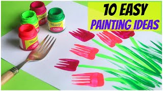 10 Easy Painting Ideas for Kids  Amazing Painting Hacks using Everyday Objects [upl. by Warp]