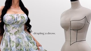 Sewing a summer maxi dress  Beginner draping [upl. by Drofkcor]