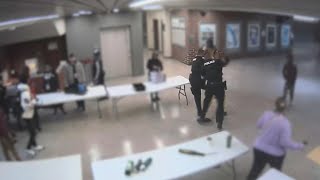 SURVEILLANCE VIDEO  Akron police officer seen punching student at Firestone CLC [upl. by Haskell]