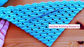 comment faire un châle triangle au crochet magnifique super facilecrochet débutant châle facile [upl. by Suicul717]