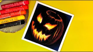 Halloween jackolantern drawing by oil pastels [upl. by Ober]