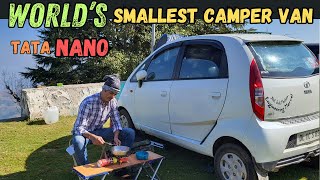 Worlds Smallest Camper Van  Tata Nano Camping Van  Car Camping Setup  Camper Van Review Caravan [upl. by Lorita100]