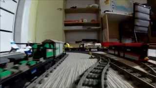 2015 Awesome Lego Train Set Going through the House and into the Garden Drivers View [upl. by Plank]