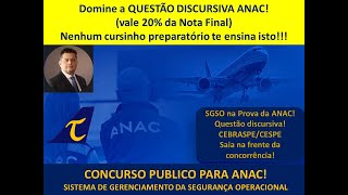 CONCURSO ANAC 2024  AULÃO SGSO  QUESTÃO DISCURSIVA LINK na DESCRIÇÃO [upl. by Nywra]