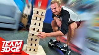 GIANT JENGA HOVERBOARD CHALLENGE [upl. by Neelram850]