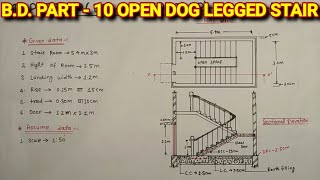 BD Part10 DogLegged StaircasePlan amp Sectional Elevation For Deploma 2nd Year Students [upl. by Gathers]