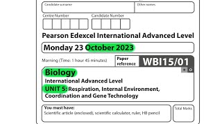 A level  Biology  Unit 5  October 2023  Pearson Edexcel [upl. by Manya540]