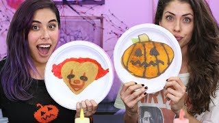 Halloween Pancake Art Challenge w Rachel [upl. by Adohr938]