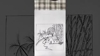 ✏️Pencil sketch drawing scenery pencil sketch drawing shorts art drawing [upl. by Derian]