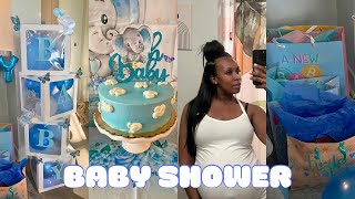 BABY SHOWER VLOG  GRWM FAMILY MOMENTS SHOWER DECOR amp OPENING GIFTS [upl. by Fairfax412]