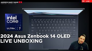 2024 Asus Zenbook 14 OLED Live Unboxing  Meteor Lake in the Studio [upl. by Remot]