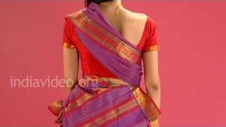 Wearing Chettinad Saree In Tamil Pinkosu Style  Tutorial [upl. by Yralam]