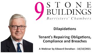 Edward Denehan  Dilapidations Webinar  14th October 2021 [upl. by Jeniece]