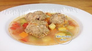 Caldo de albondigas con verduras  Como hacer ALBONDIGAS de carne molida de res [upl. by Griggs]