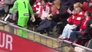 Jerzy Dudek interacts with young disabled lad at legends match [upl. by Araht]