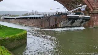 Binnenschiff Calypso auf dem Weg nach Serbien in Lohr am Main [upl. by Adiaros]