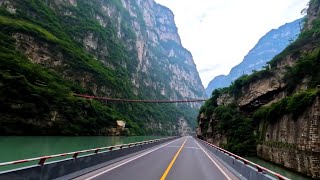 The beautifulsceneryalong theJinkouGrandCanyonof Dadu River inSichuan China and the FeishuiyaBridge [upl. by Trixy]