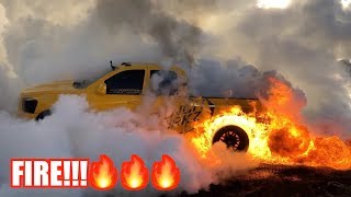 I SET MY TRUCK ON FIRE DOING A MASSIVE BURNOUT [upl. by Delaine]