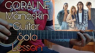 CORALINE  Mãneskin  Solo Guitar Tutorial Lesson Chords [upl. by Fawcette]