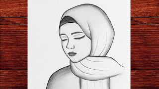 Tesettürlü Bir Kız Çizimi Karakalem Kapalı Tesettürlü Bir Kız Çizimi How to draw a Girl with Hijab [upl. by Akina]