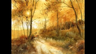 Learn to Paint Golden Light in Watercolor on a Late Autumn Walk [upl. by Trefor128]